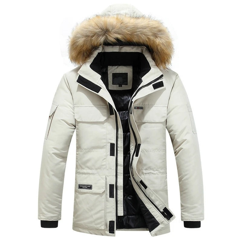 Elegante Herren Winterjacke mit Kapuze und langen Ärmeln
