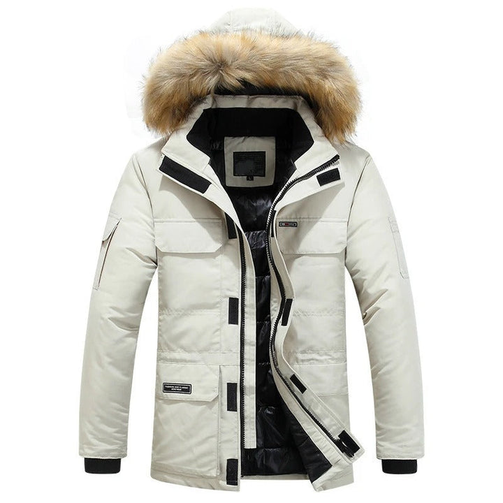 Elegante Herren Winterjacke mit Kapuze und langen Ärmeln