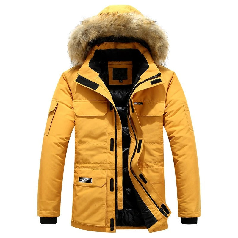 Elegante Herren Winterjacke mit Kapuze und langen Ärmeln