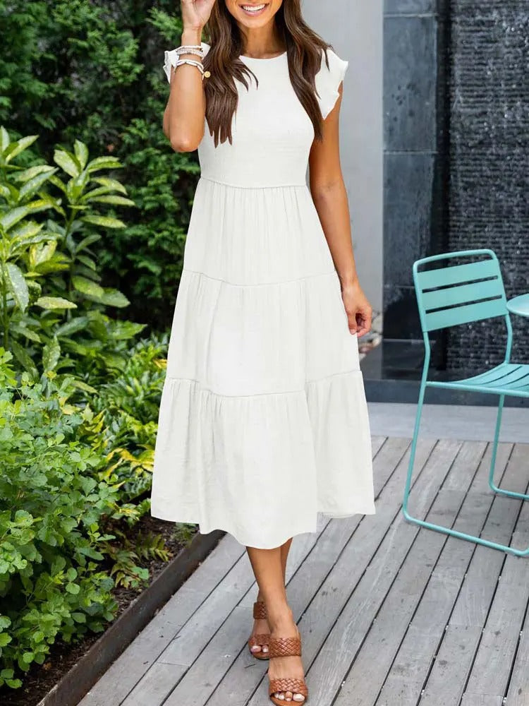 MEGHAN | Elegantes Kleid mit Bauchbedeckung und langen Ärmeln