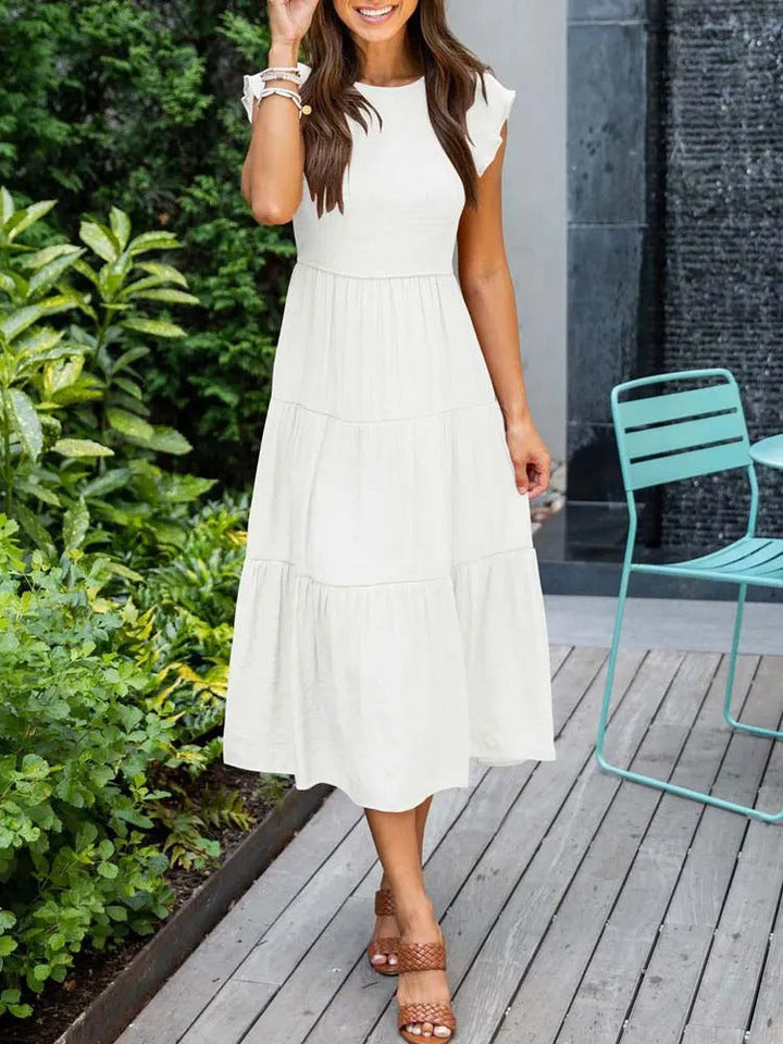 MEGHAN | Elegantes Kleid mit Bauchbedeckung und langen Ärmeln