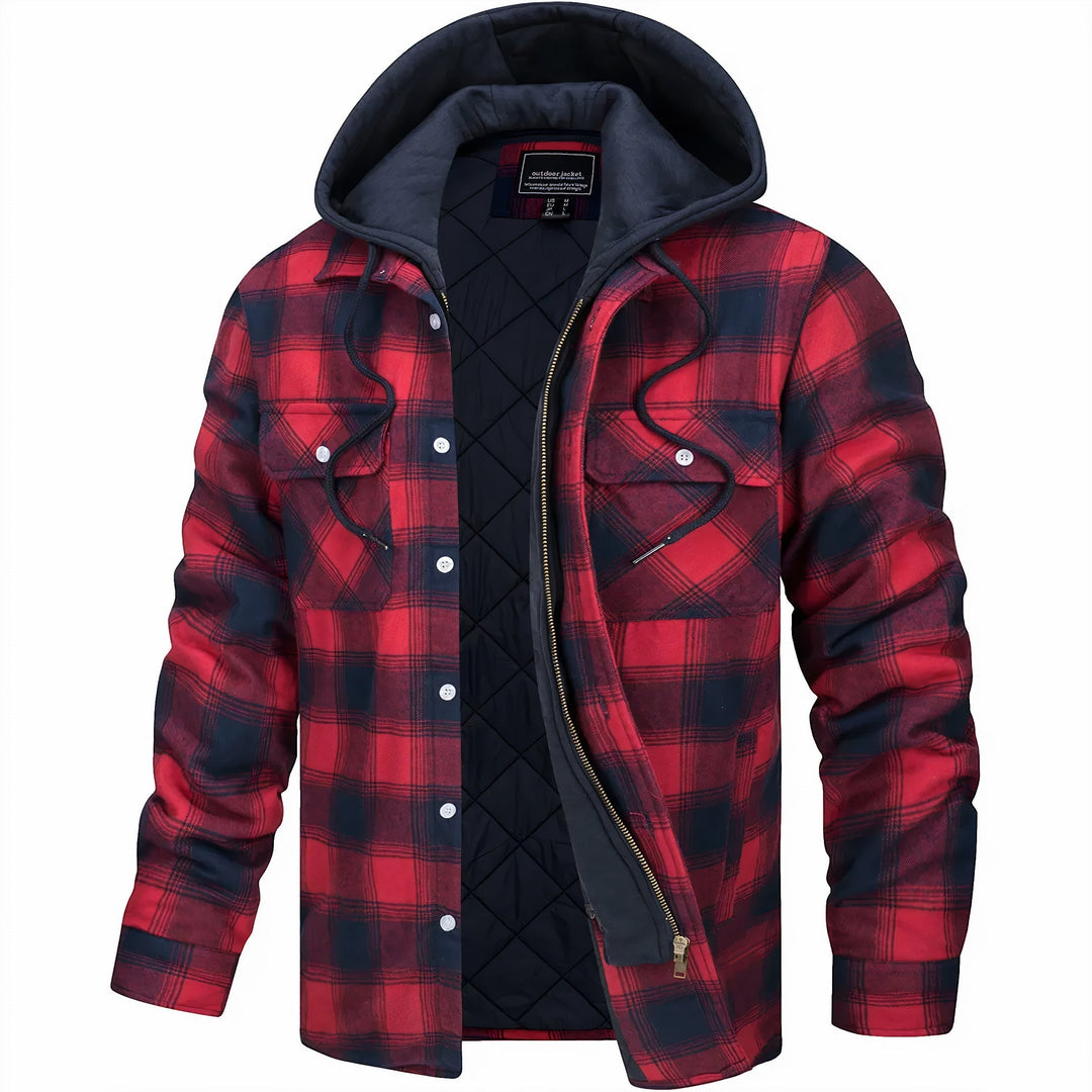 Giovanni | Karierte Jacke mit Reißverschluss und langen Ärmeln