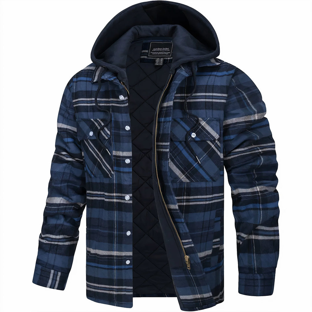 Marco | Karierte Winterjacke für Herren mit Kapuze und langen Ärmeln