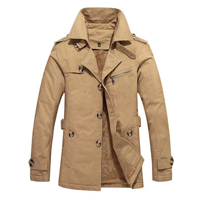 Eleganter Gepolsterter Trenchcoat für Herren mit langen Ärmeln