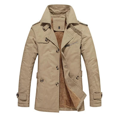 Eleganter Gepolsterter Trenchcoat für Herren mit langen Ärmeln