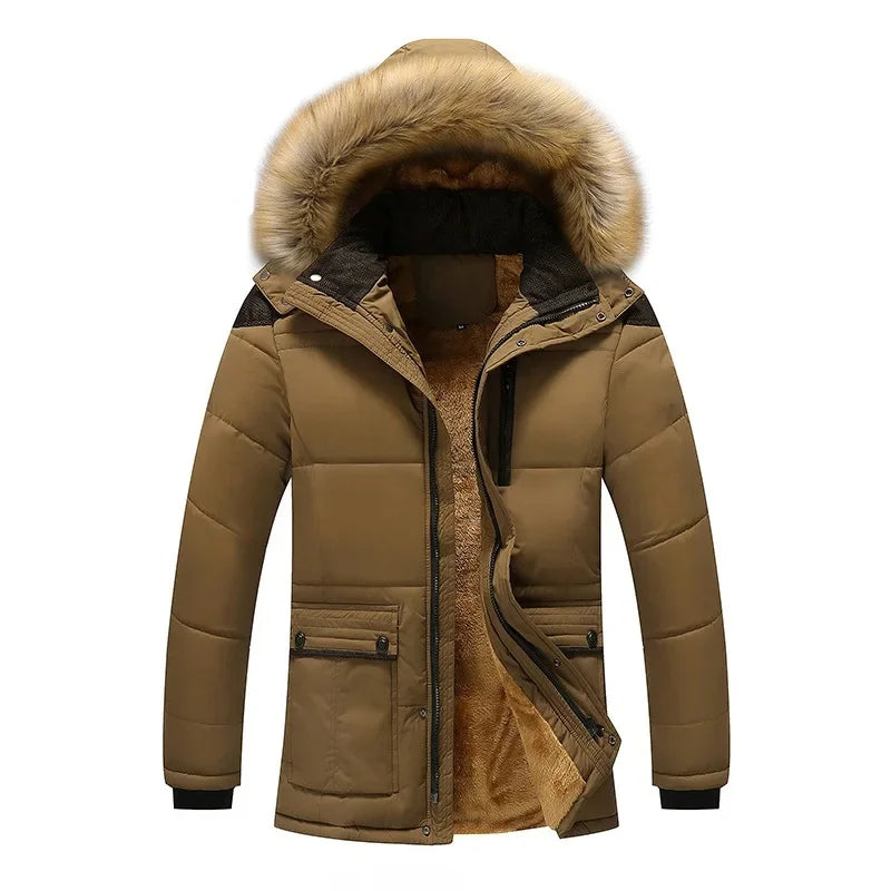 Elegante Gepolsterte Winterjacke für Herren mit Kapuze und langen Ärmeln