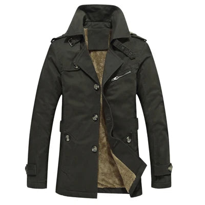 Eleganter Gepolsterter Trenchcoat für Herren mit langen Ärmeln