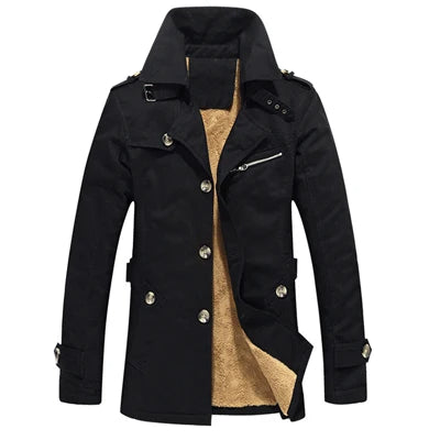 Eleganter Gepolsterter Trenchcoat für Herren mit langen Ärmeln
