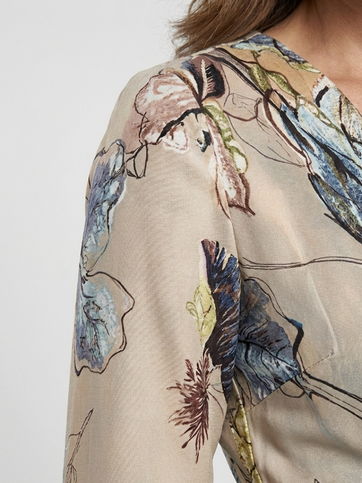 Margaret | Maxikleid mit drei Viertel Ärmeln und floralem Muster