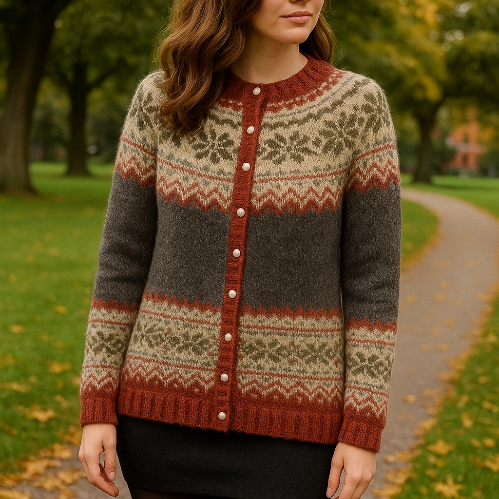 Bianca | Klassischer Damen-Cardigan mit Rundhalsausschnitt und langen Ärmeln