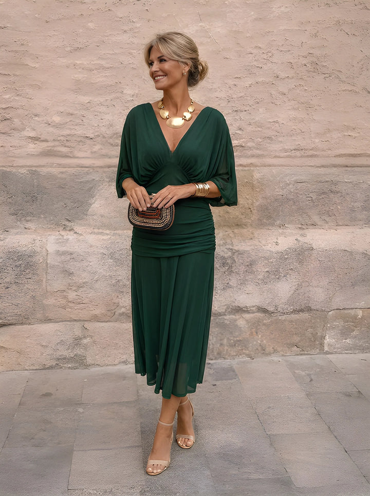 Elegantes Maxikleid für Feste für Damen mit V-Ausschnitt