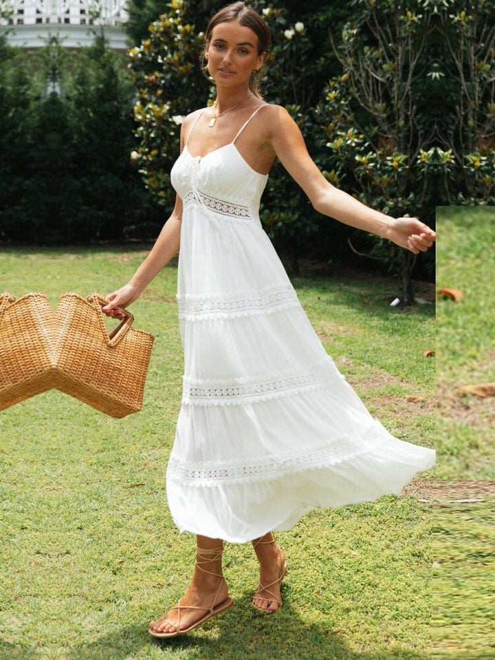 Sophie | Weiße Maxi Strandkleid