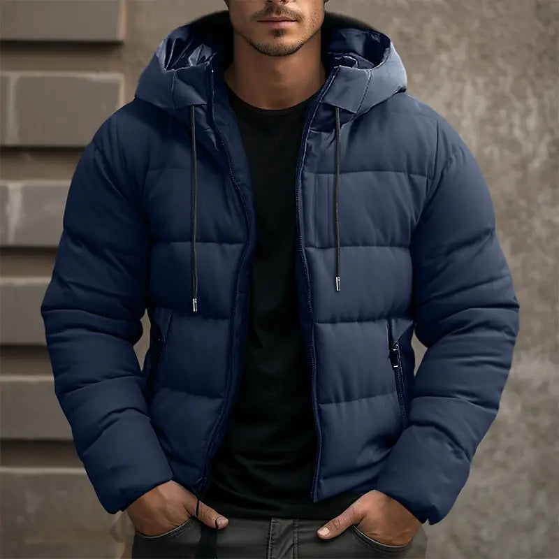 Herren Winterjacke mit Taschen und Kordelzug, Kapuzen