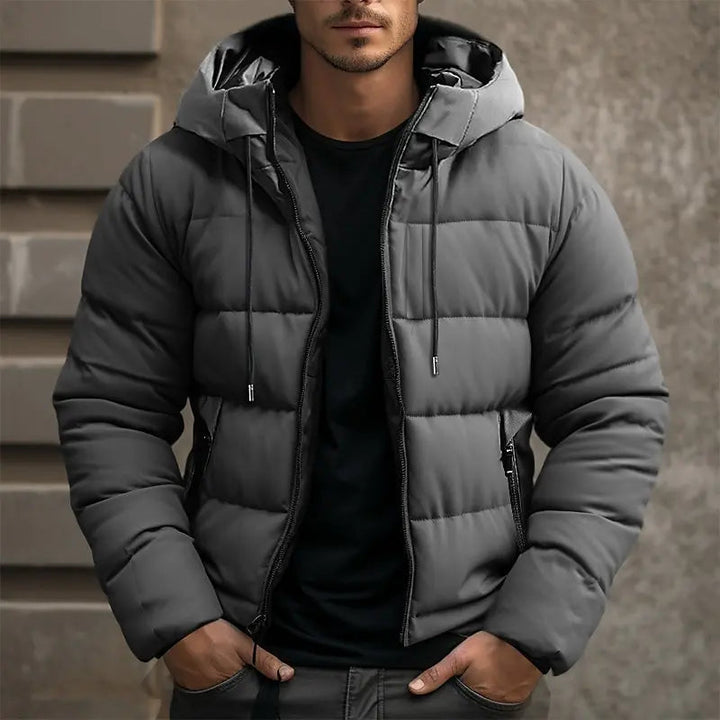 Herren Winterjacke mit Taschen und Kordelzug, Kapuzen