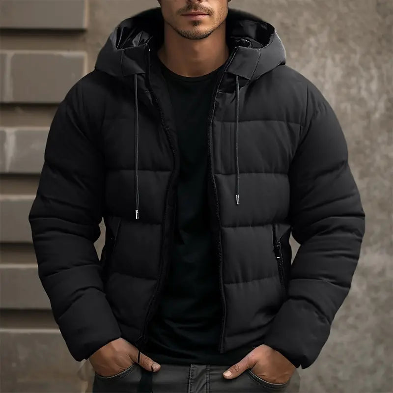 Herren Winterjacke mit Taschen und Kordelzug, Kapuzen