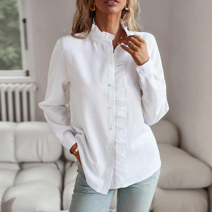 Belle | Elegante Polo-Bluse mit langen Ärmeln
