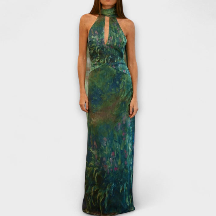 Sofia | Damen Maxikleid mit Blumenmuster und Cut-Out