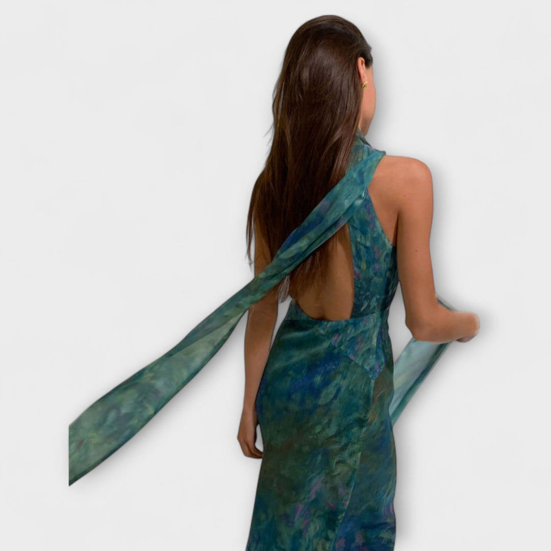 Sofia | Damen Maxikleid mit Blumenmuster und Cut-Out