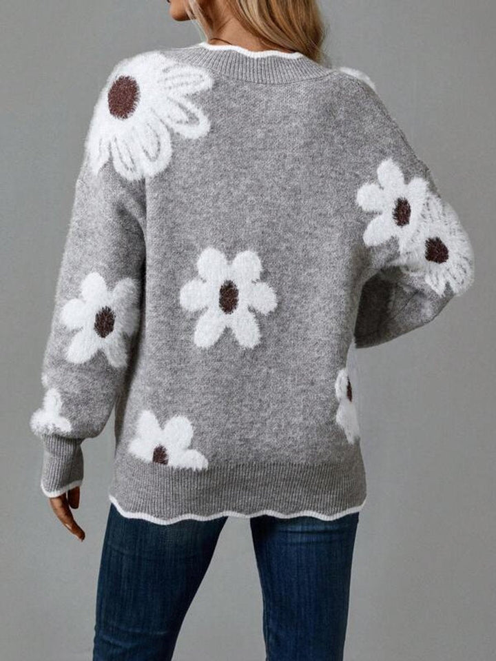 Elena | Damen-Langarmpullover mit V-Ausschnitt