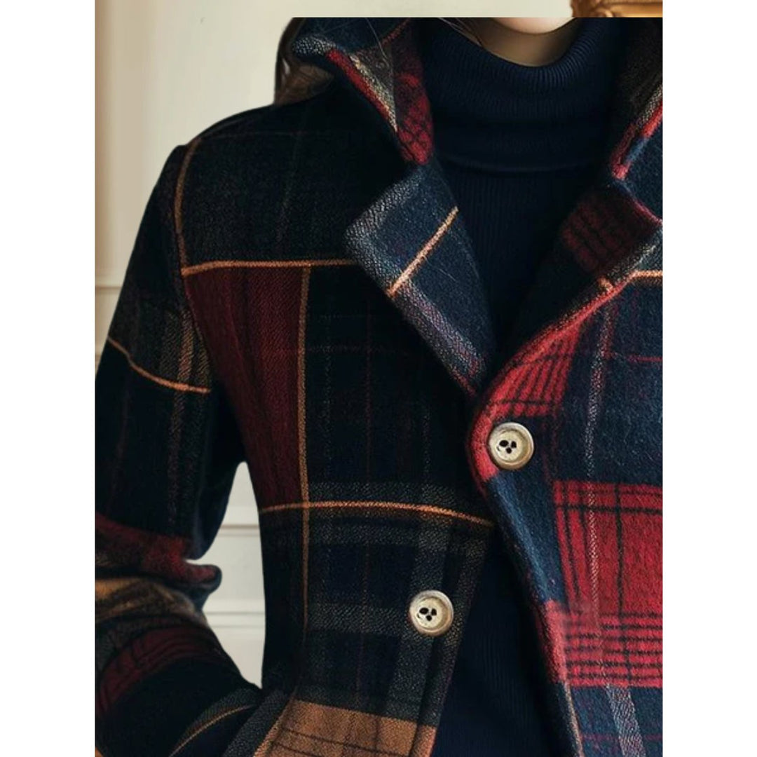 Lena | Kurze Damenjacke mit Karomuster, Knöpfen und Taschen