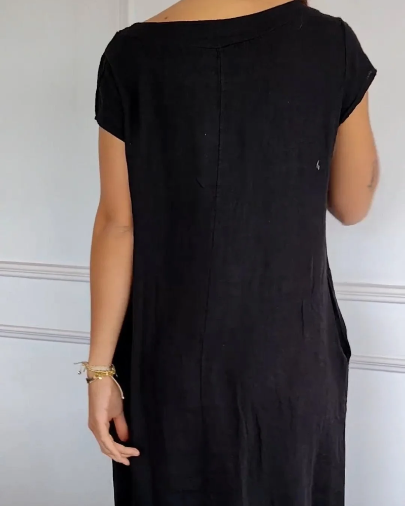 Brenna | Lässiges Kleid für Damen mit Rundhalsausschnitt und kurzen Ärmeln