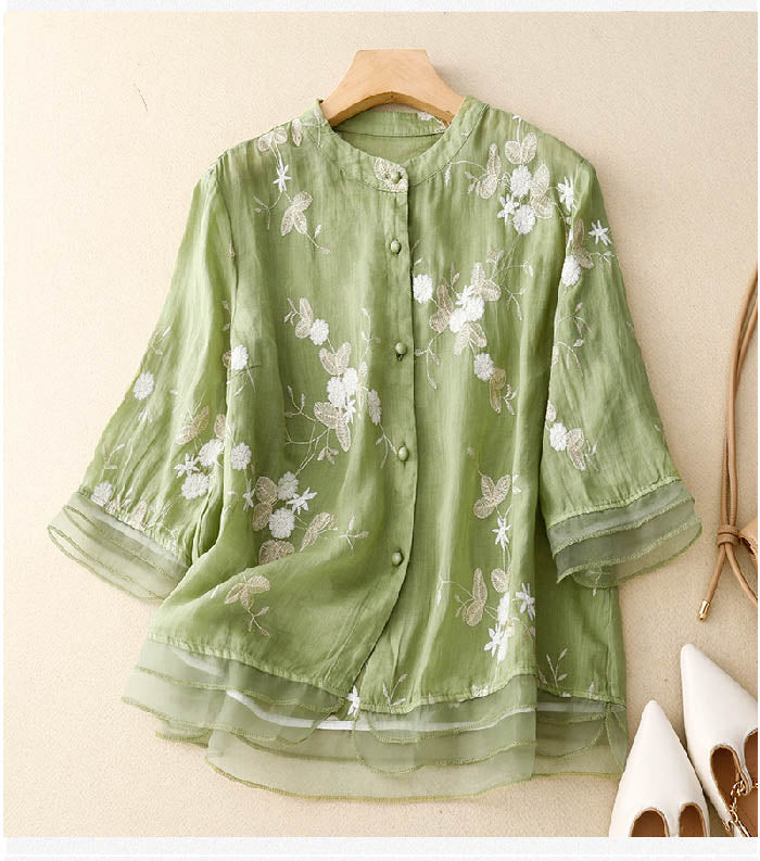 Kourtney | Schicke Bluse mit gestickten Akzenten und Blumenmuster